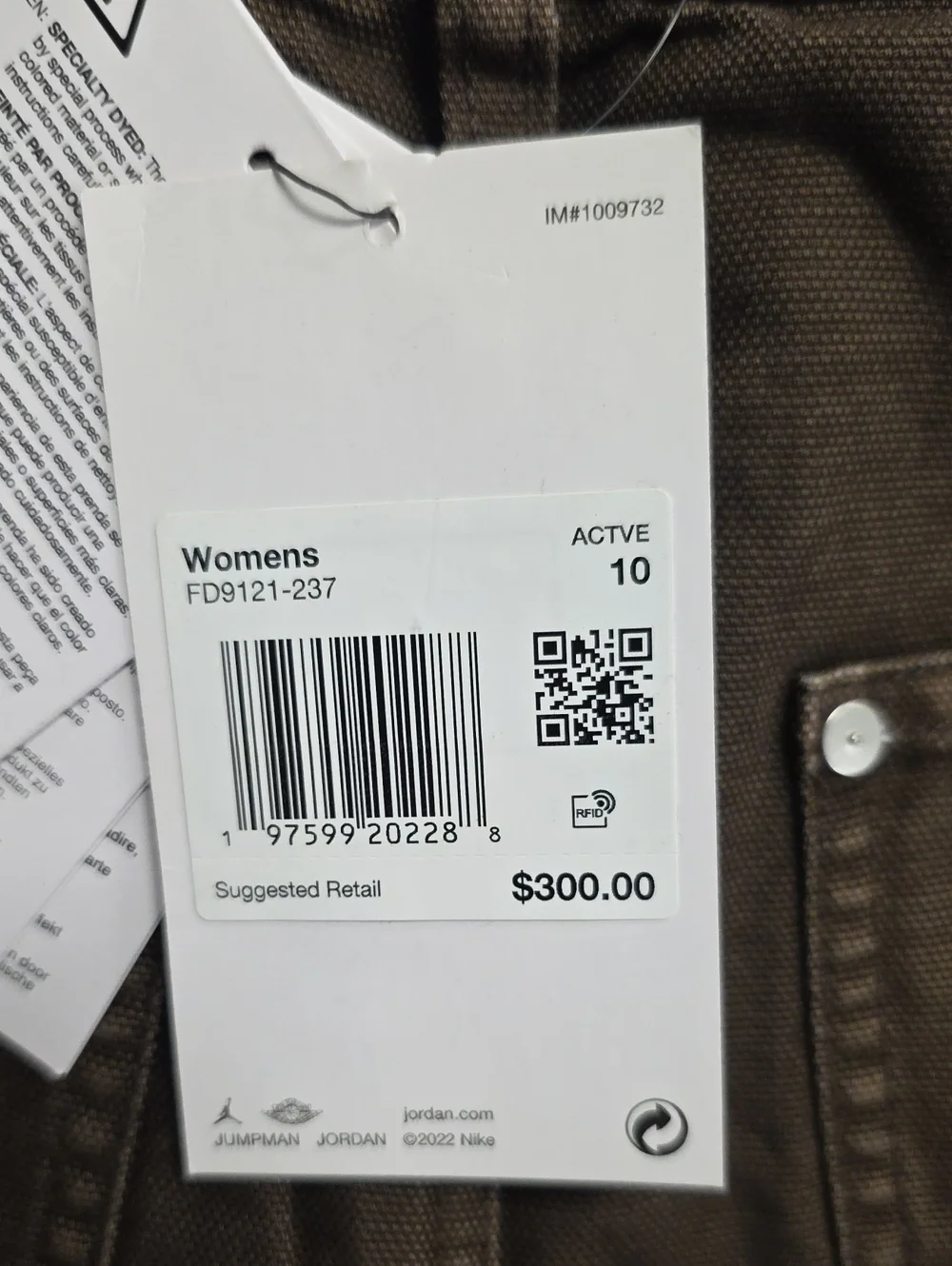 NWT Women's Size 10 Jordan x Travis Scott Pants Barogue Brown FD9121-237